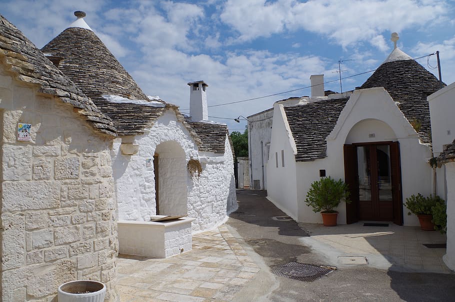 alberobello, puglia, trulli, apulia, italy, summer, architecture, HD wallpaper