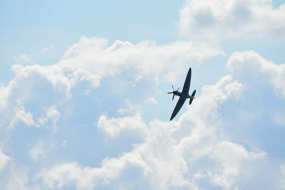 aircraft, clouds, summer, plane, flying, airplane, air vehicle HD wallpaper