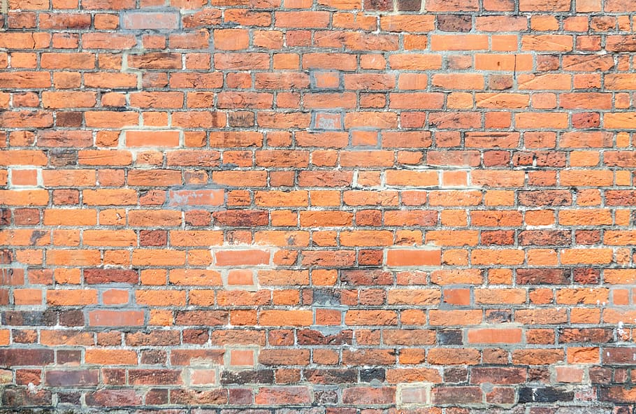orange brick wall, texture, backgrounds, pattern, red, wall - Building Feature HD wallpaper