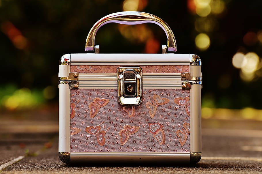 briefcase, pink, silver, cute, luggage, vanity cases, storage, HD wallpaper
