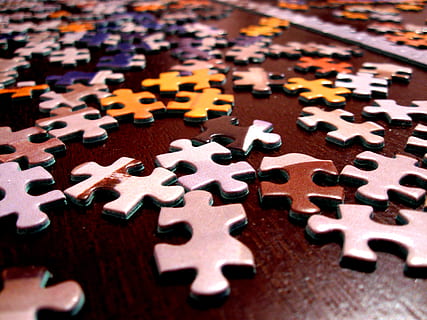 assorted-color puzzle pieces, game, solution, connection, success HD wallpaper