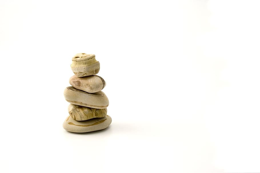five brown stack of stones, balancing, abstract, art, background HD wallpaper