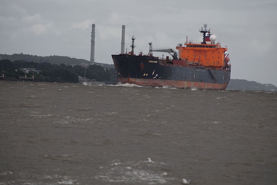 ship, freighter, frachtschiff, port, elbe, water, container ship HD wallpaper