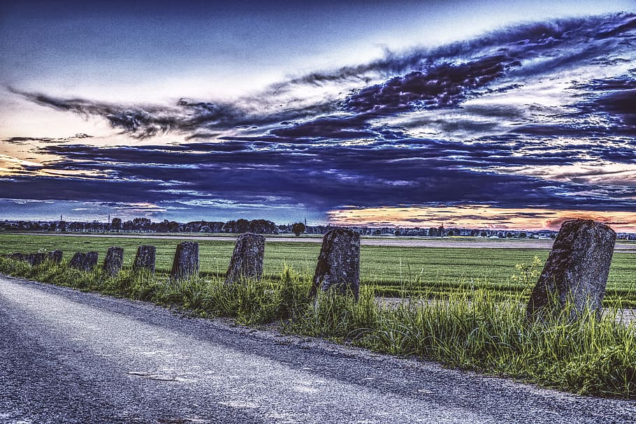 Road, Landscape, Clouds, Away, sky, still, old, germany, concrete HD wallpaper