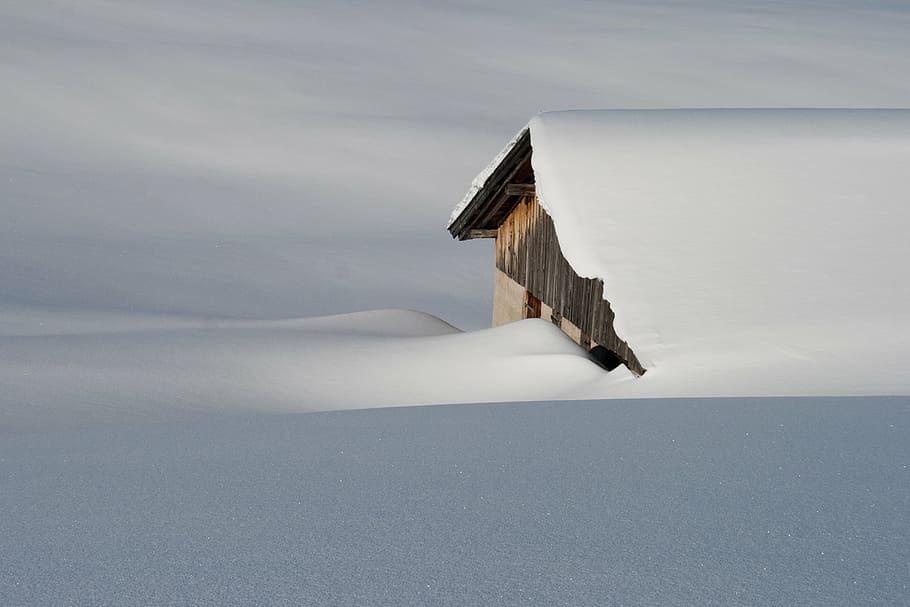 snow covered house, winter, nature, mountains, austria, tyrol HD wallpaper
