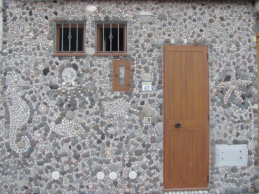wall, seahorse, seashell, fish, stones, italy, built structure HD wallpaper