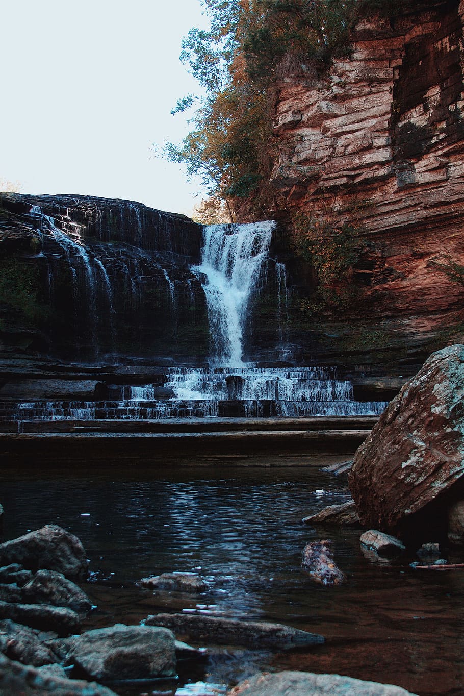 falls, water, rocks, trees, waterfall, scenics - nature, motion HD wallpaper