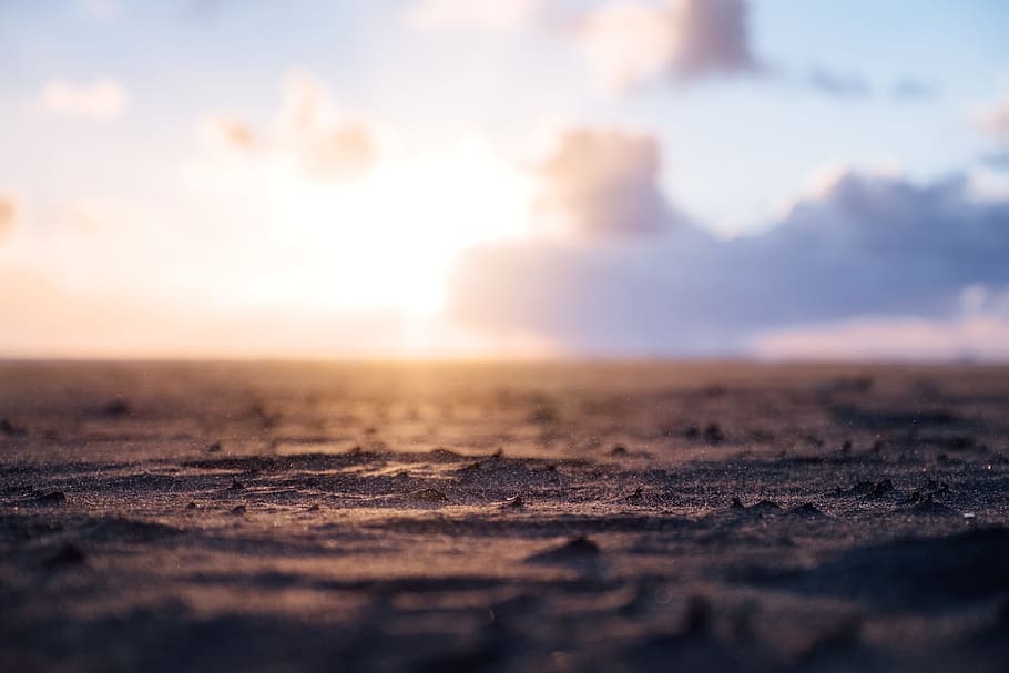 calm body of water under sky, untitled, Sunset, Sandstorm, rain HD wallpaper