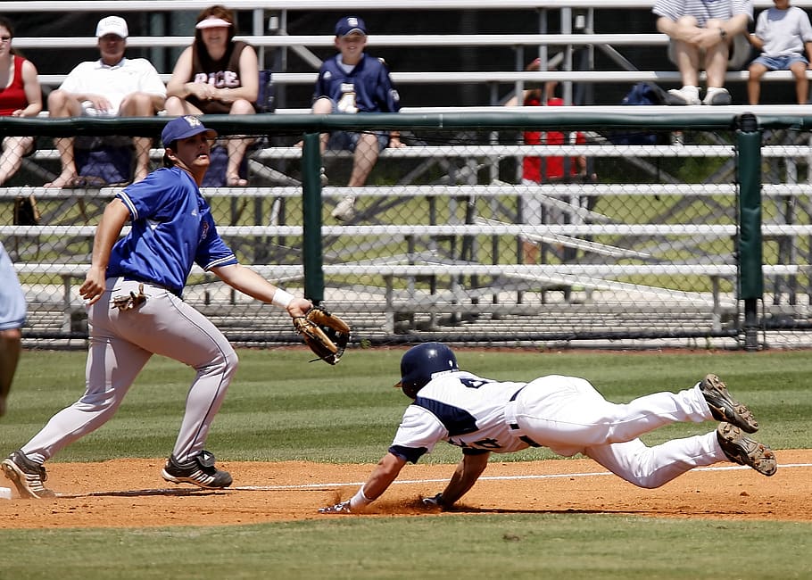 baseball, sliding, action, player, game, sport, competition HD wallpaper