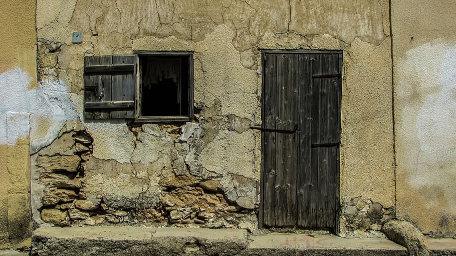 brown concrete house, Cyprus, Xylotymbou, Old House, architecture