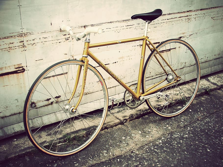 bicycle, yellow, old, transportation, land vehicle, mode of transportation HD wallpaper