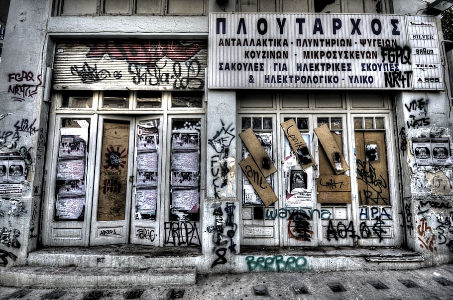 graffiti, door, closed, greece, built structure, communication HD wallpaper