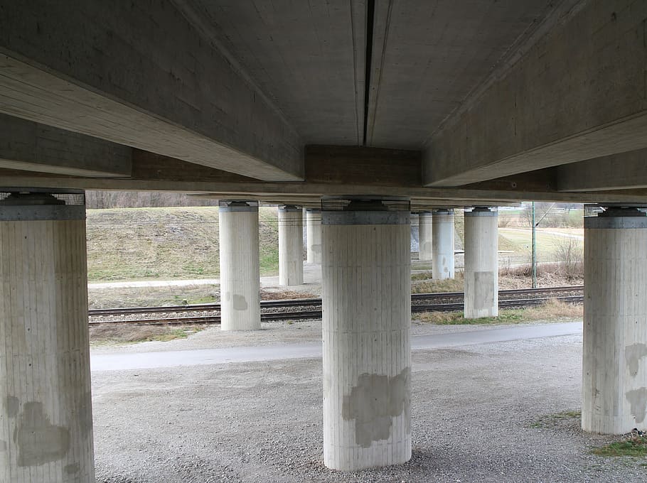 pillar, bridge, road construction, high bridge, bridge piers HD wallpaper