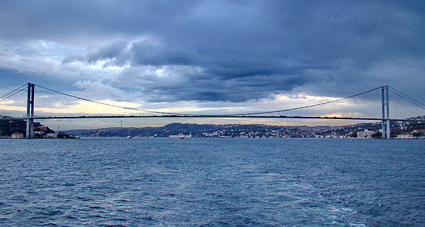 Turkey, Bosphorus, Strait, Istanbul, bridge, channel, ship HD wallpaper
