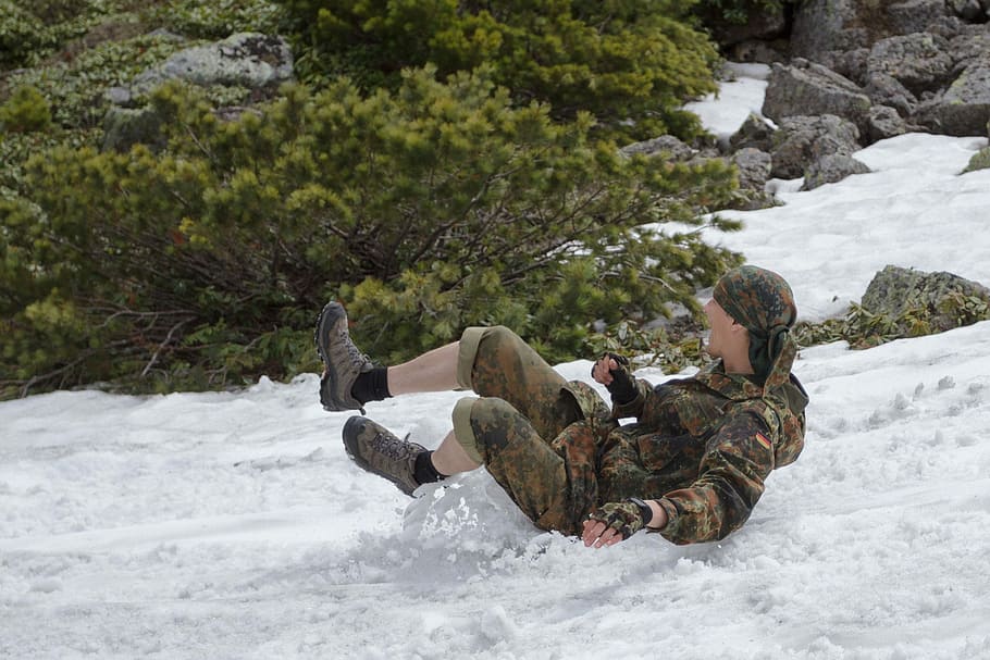 Nature, Snow, Man, Winter, Have Fun, water, outdoors, day, lying down HD wallpaper