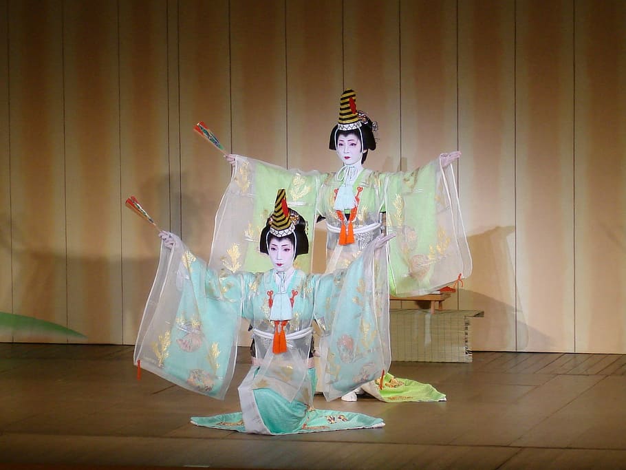 Geisha, Teatro, Japan, Performance, dance, traditional, curtain, HD wallpaper