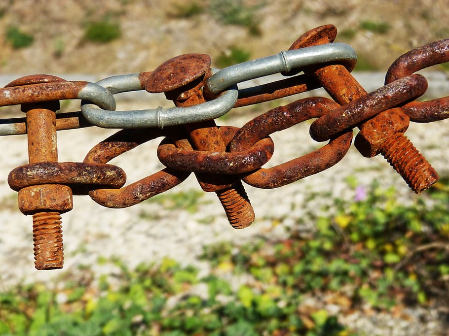 string, nails, closure, rusty, metal, close-up, focus on foreground HD wallpaper