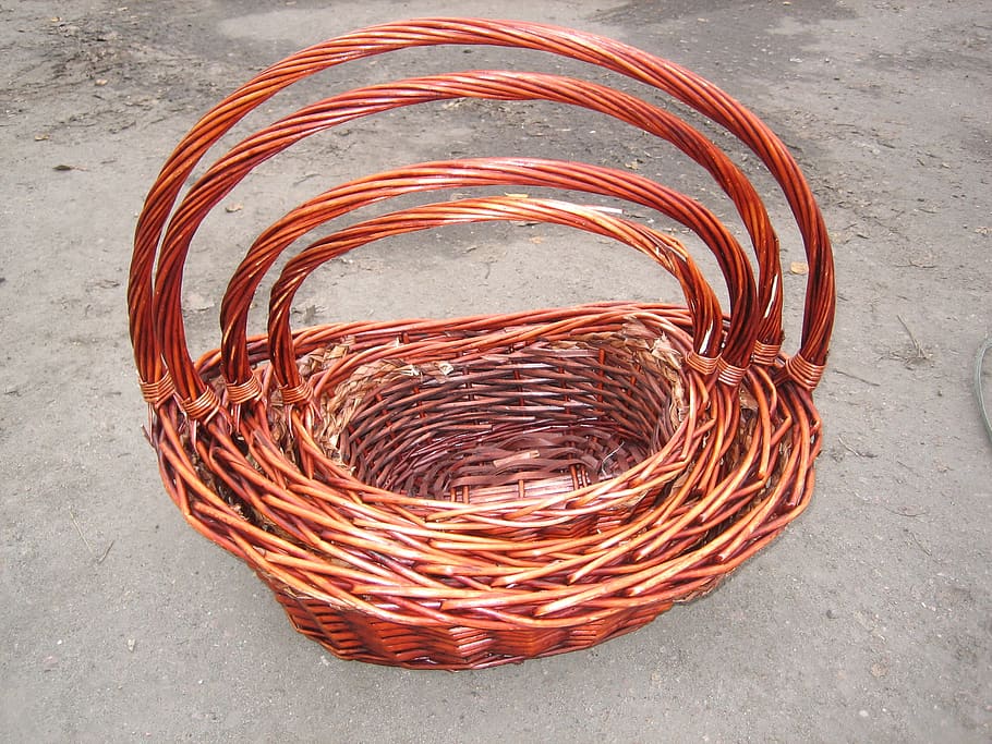 basket, wicker, gift, high angle view, no people, still life HD wallpaper