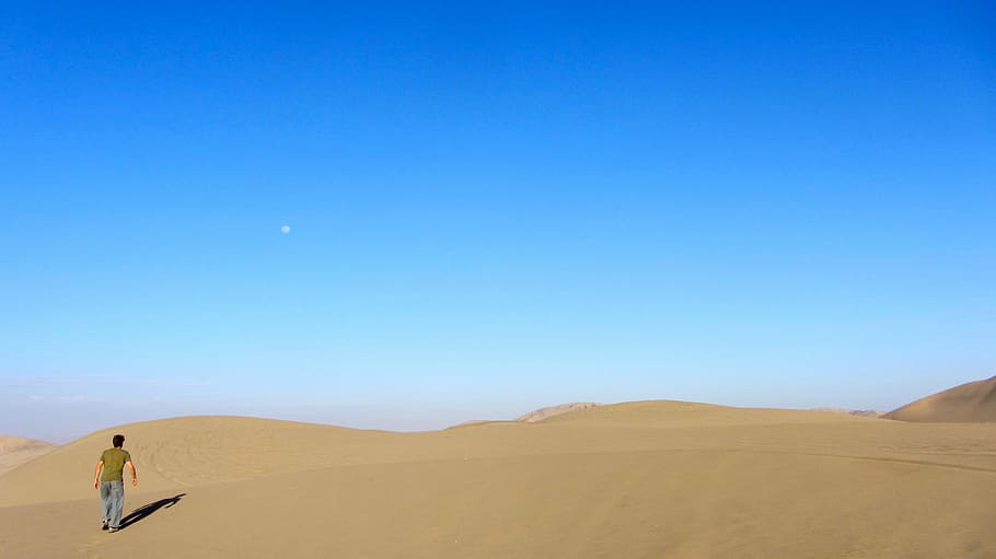 desert, nature, sky, sand, dry, loneliness, hot, dune ridge HD wallpaper