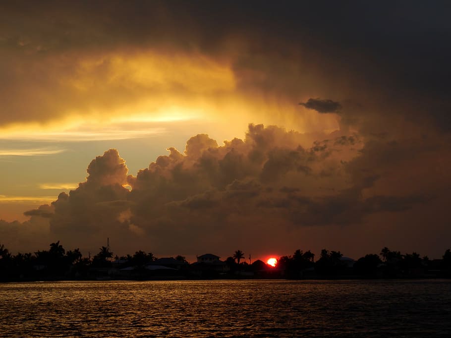 evening sky, storm clouds, dark clouds, cloud front, drama HD wallpaper