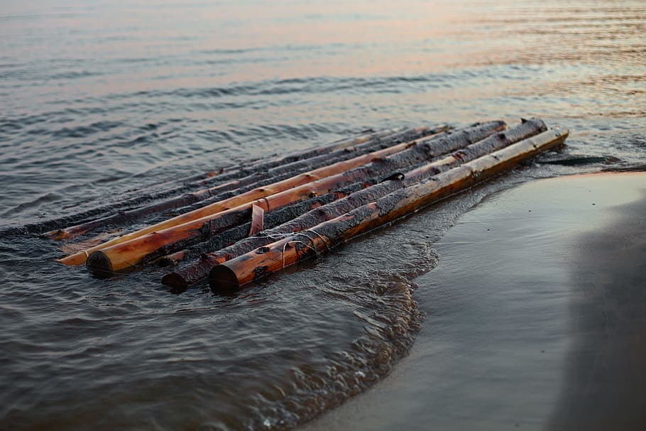 lake, raft, onega, water, river, wood - material, nature, no people HD wallpaper