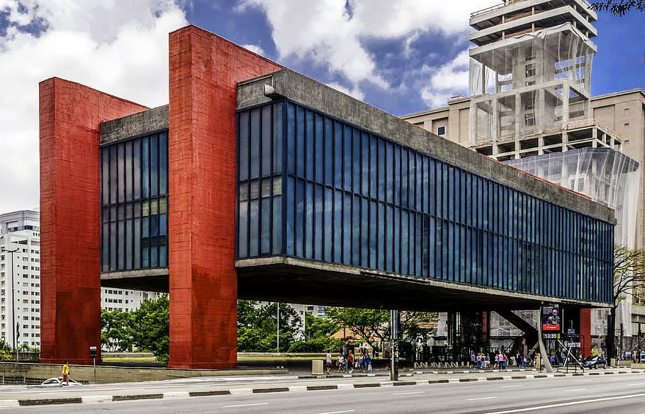 São Paulo Museum of Art in Sao Paulo, Brazil, building, clouds, HD wallpaper