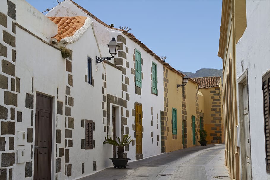aguimes, gran canaria, alley, away, architecture, paved road