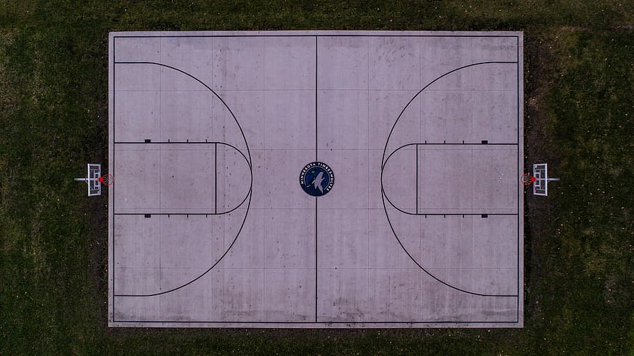 top view of basketball court, aerial view of playing court, pitch, HD wallpaper