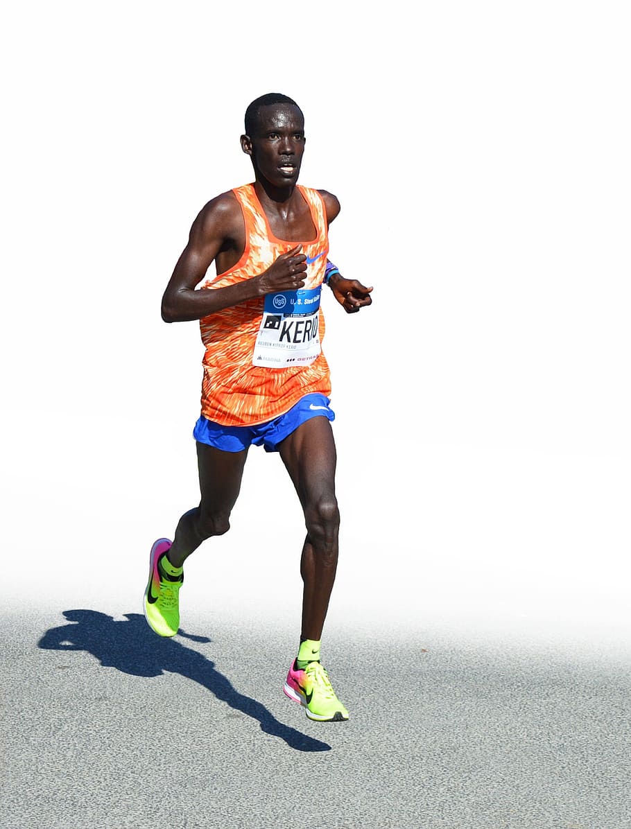 marathon, runner, sport, compete, man, black, kenya, africa