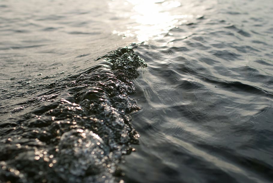 beach, blur, close-up, focus, ocean, ripple, rocks, sea, surface HD wallpaper
