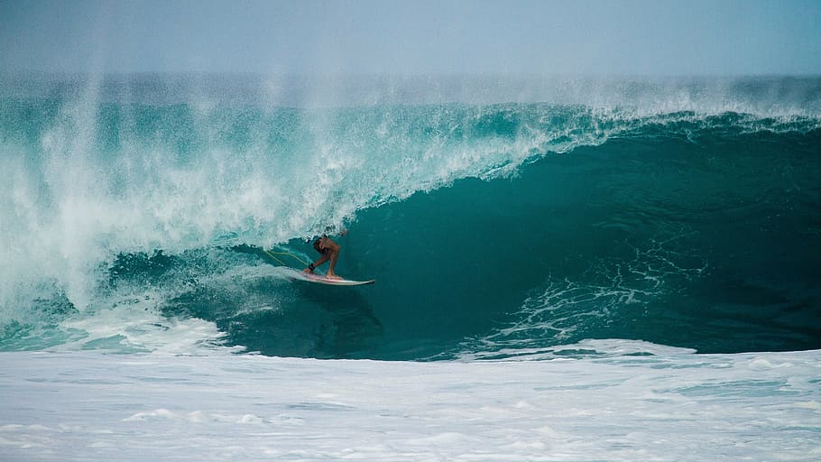 person surfing on body of water, surfboard, waves, ocean, surfer HD wallpaper