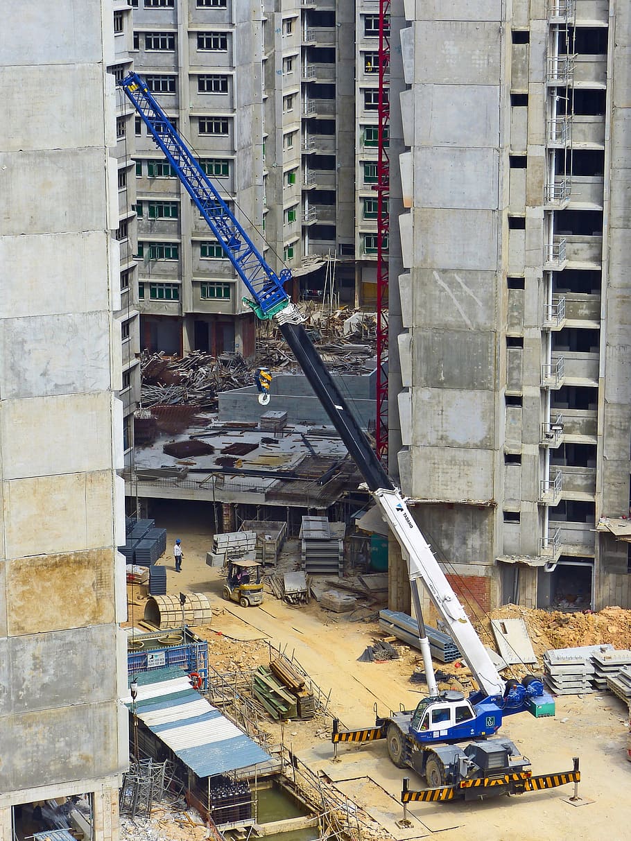 construction, crane, building construction, architecture, heavy equipment, HD wallpaper