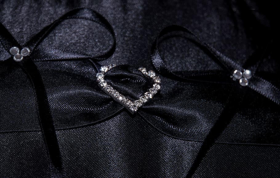 black ribbon, wedding, heart, background image, love, ring pillow HD wallpaper