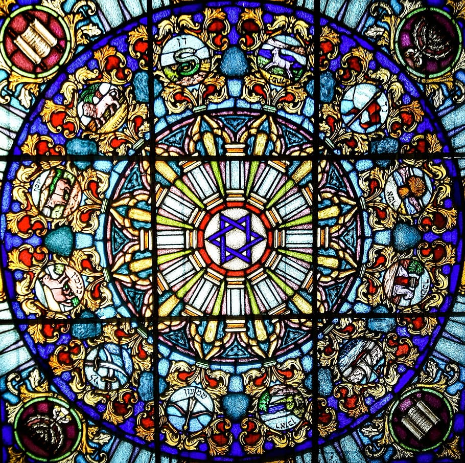 stained glass wall decor, vitrage, church window, star, star of david