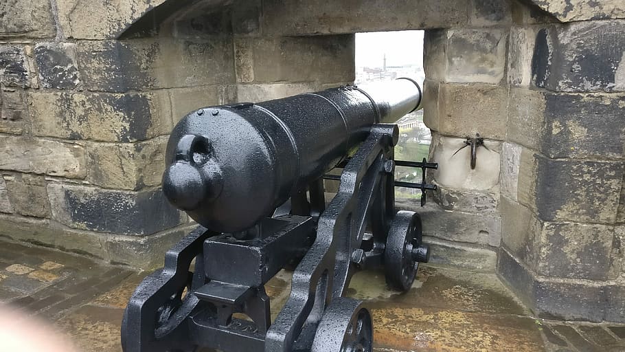 Cannon, Castle, Stone, weapon, history, no people, war, indoors HD wallpaper