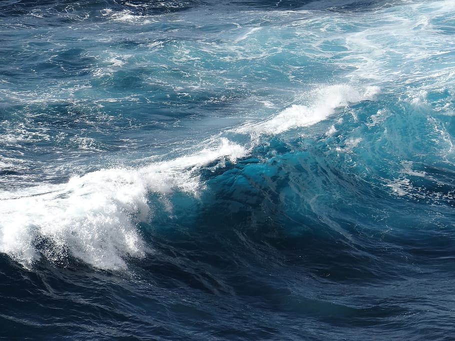 sea water splashing during daytime, wave, ocean, wet, nature HD wallpaper