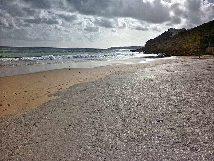 sea, beach, sand, land, water, sky, beauty in nature, cloud - sky HD wallpaper
