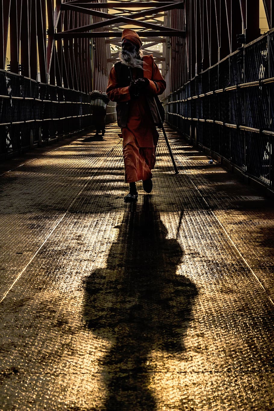 people, man, structure, bridge, one person, real people, full length HD wallpaper