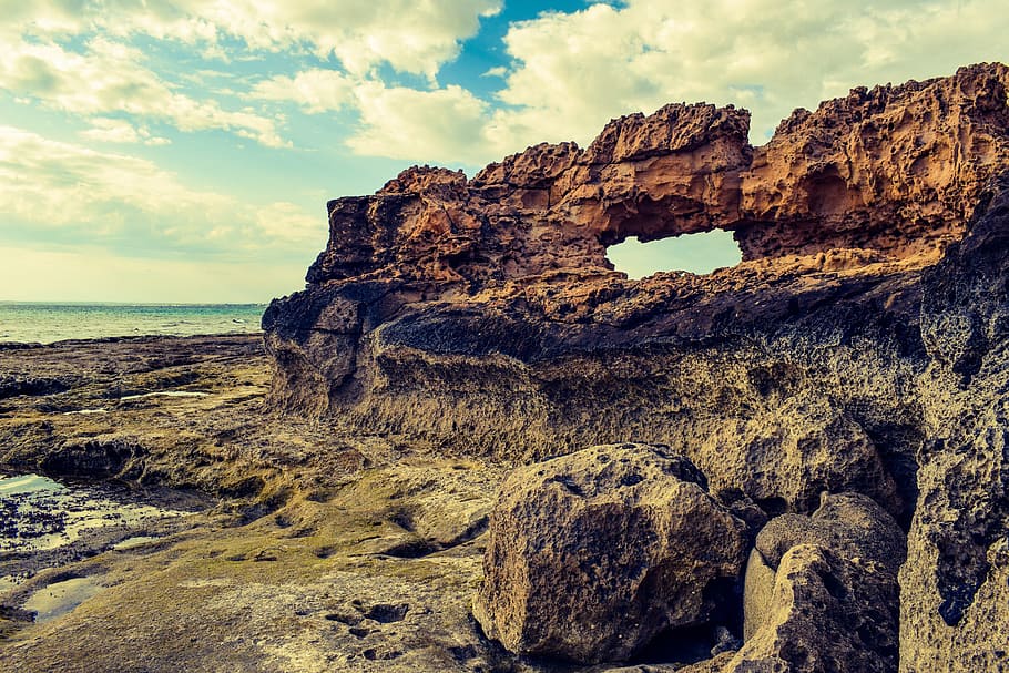 Rock, Formation, Coast, Scenery, Window, erosion, ayia napa HD wallpaper