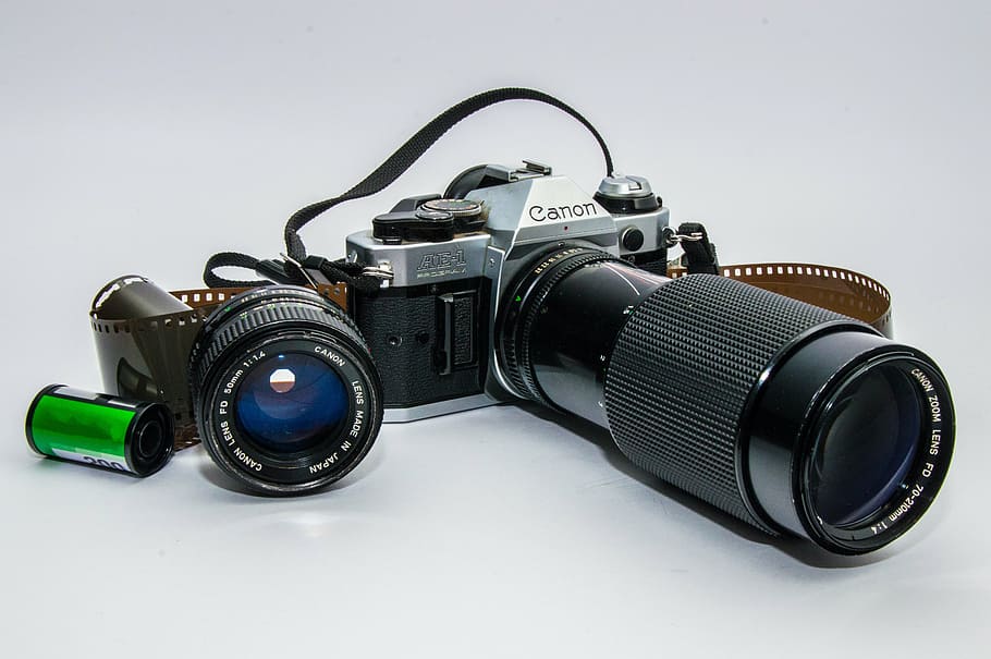 camera, old, vintage, lenses, retro look, slr camera, telephoto lens, HD wallpaper
