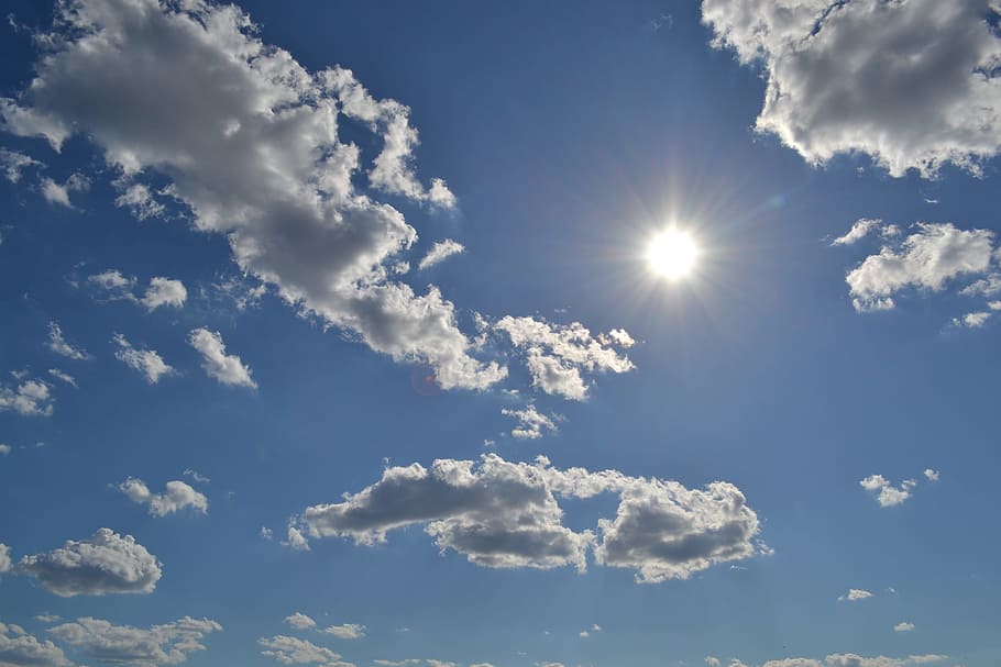 sky, outdoors, clouds, sun, beautiful, scenery, nature, blue HD wallpaper