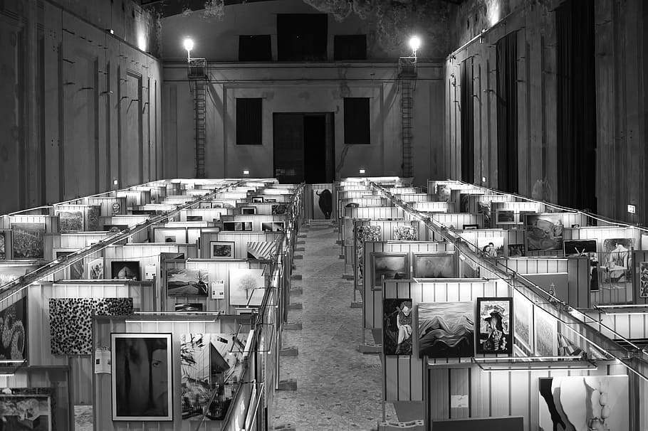 Exposure, View, Salon, Gallery, art, black And White, architecture HD wallpaper