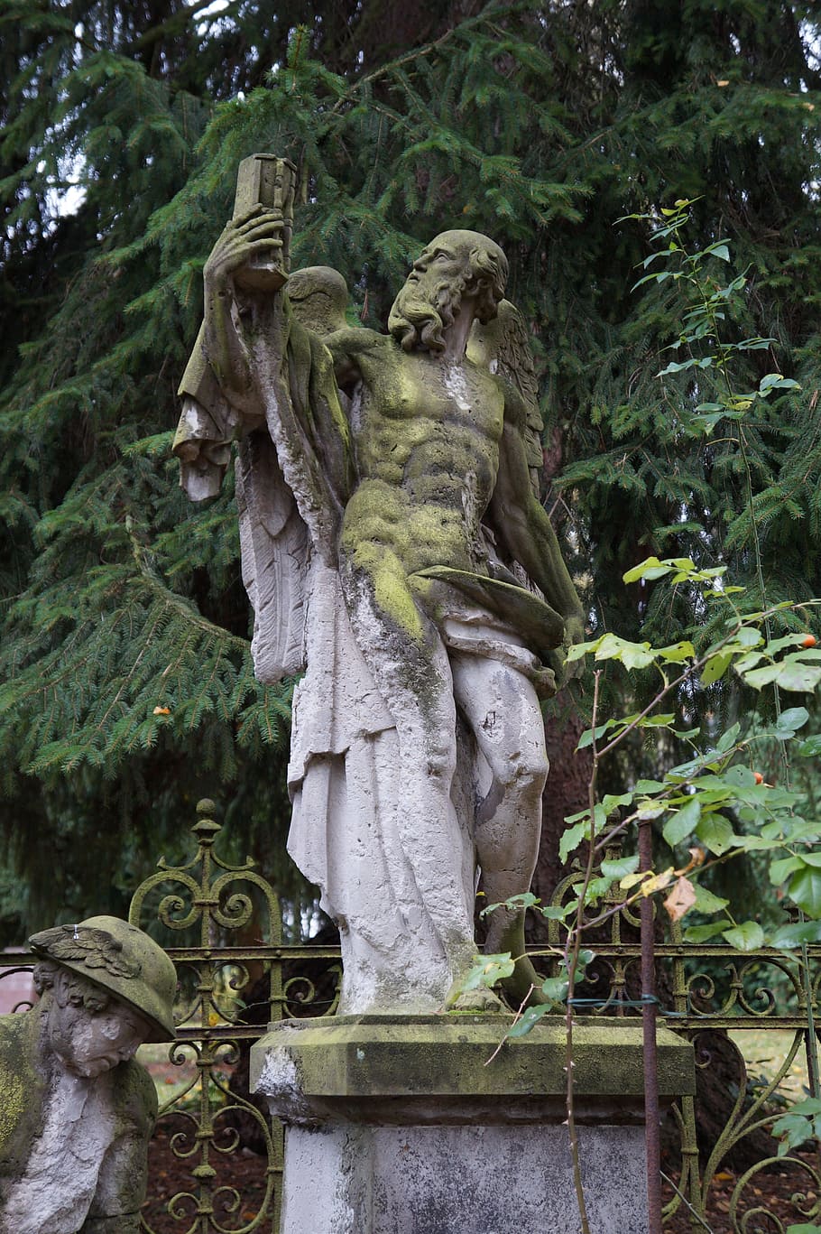 figure, old, weathered, cemetery, decay, commemorate, farewell HD wallpaper