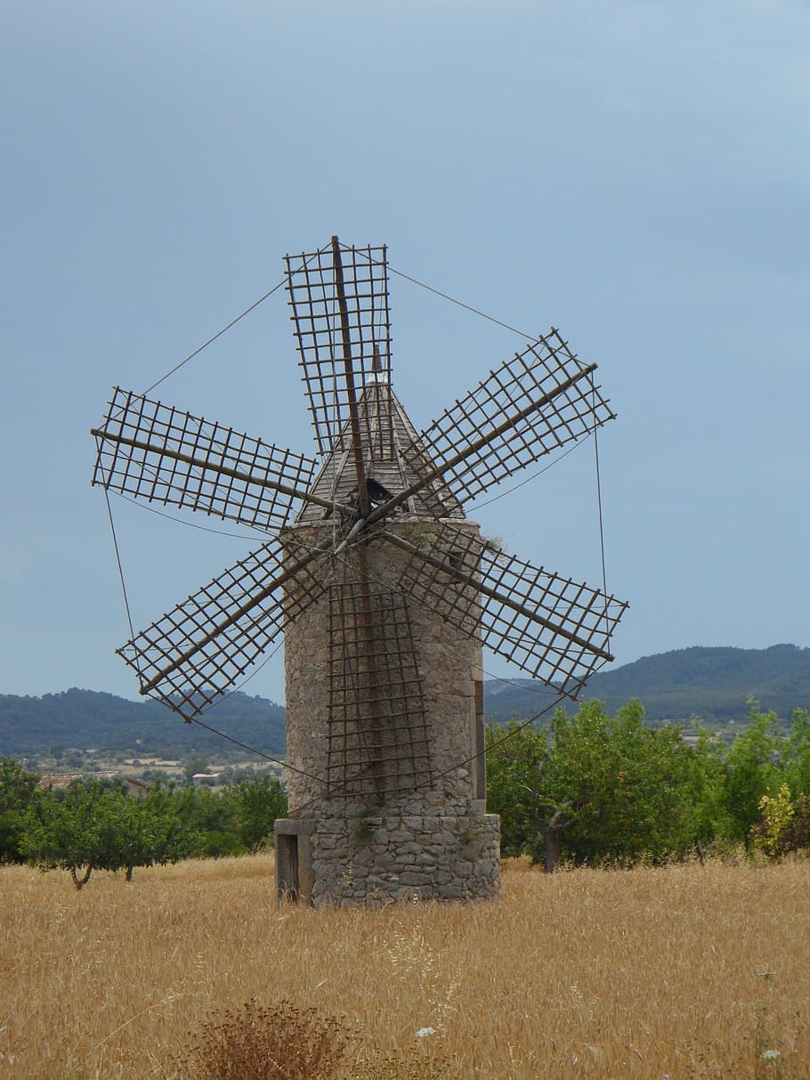 old mill, windmill, landmark, mallorca, historically, building HD wallpaper
