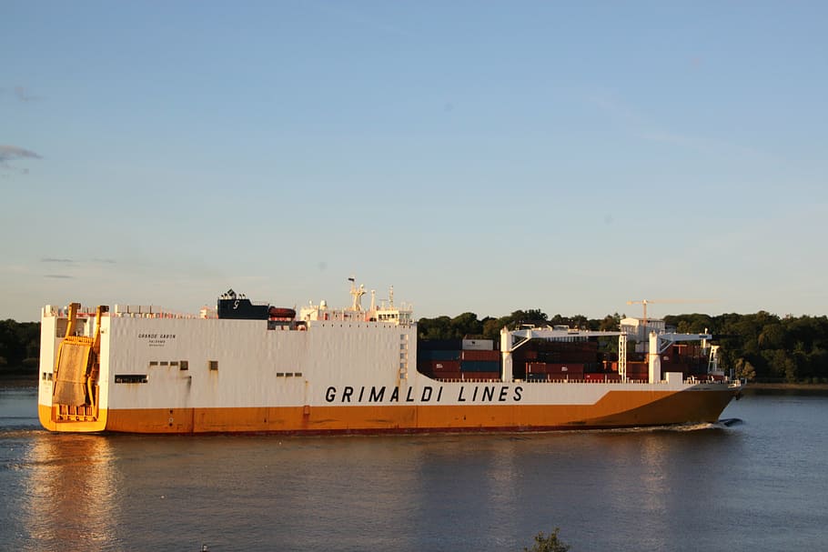 freighter, container, container ship, shipping, goods, hamburg HD wallpaper