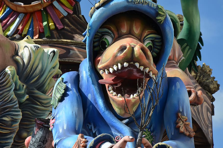 Puglia, Carnival, Putignano, Dragon, mouth open, outdoors, adult HD wallpaper