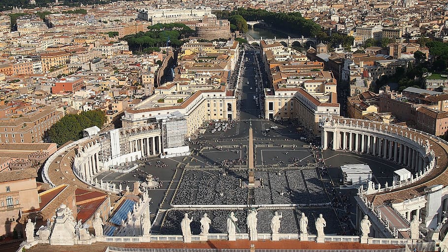aerial photography of a city, rome, vatican, square, san, pietro HD wallpaper