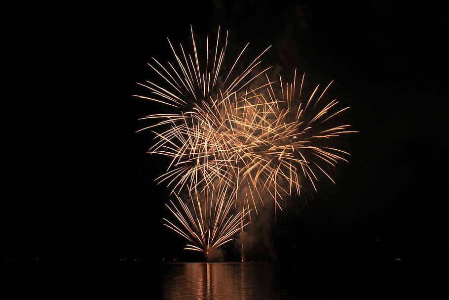 firework display during night time, fireworks, explosion, celebration HD wallpaper