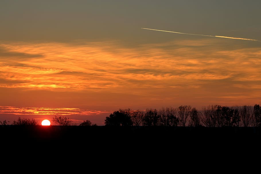 Sunset, Cloud, In The Evening, sky, silhouette, orange color HD wallpaper