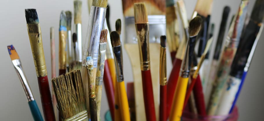 Brushes, Color, art, multi colored, large group of objects HD wallpaper